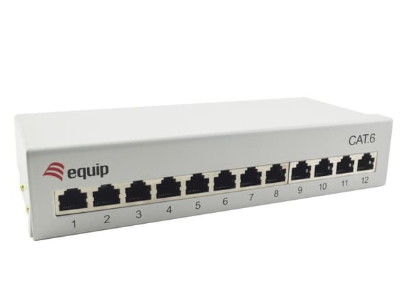 Equip 227363 12-Port CAT.6 Desktop PATCH PANEL, LYS GRÅ Hvid