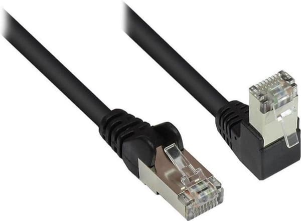 S-Impuls S/FTP CAT6 Gigabit netværkskabel vinklet/lige/sort - 7,5 meter
