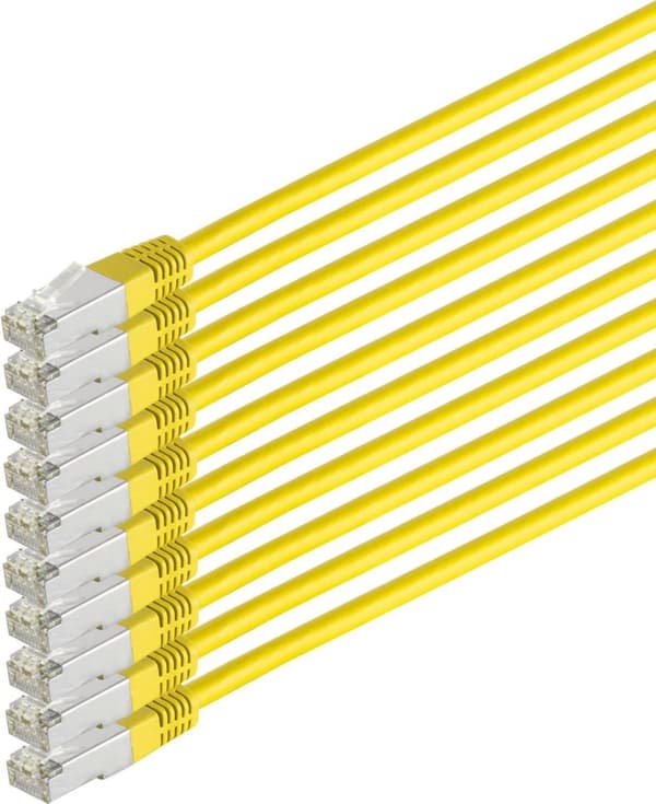 S/CONN maximal anslutning nätverkskabel patchkabel, cat 6, S/FTP, PIMF, halogenfri, VE10, gul, 1,0 m (75711-HY-SET-10)