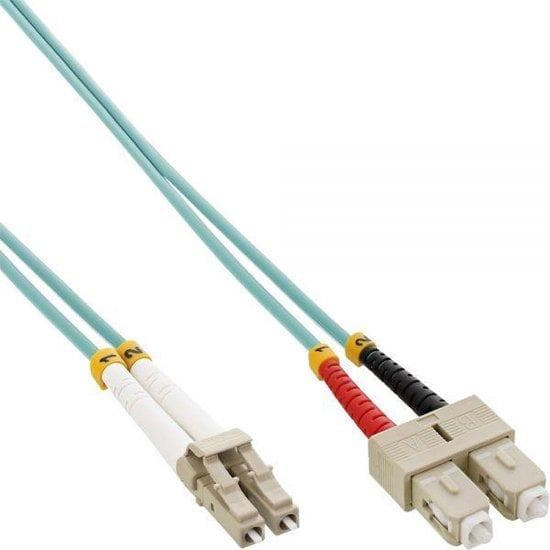 InLine - patch ledning - LC multi-mode (M) - til - SC multi-mode (M) - 2,0m - fiberoptisk - 50/125 mikron - OM3 - halogenfri - turkis (88642O)
