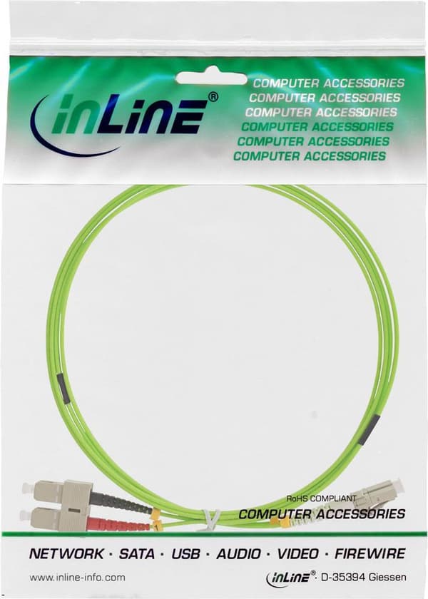 InLine - patchkabel - LC multi-mode (M) til SC multi-mode (M) - 2,0m - fiberoptisk - 50/125 mikron - OM5 - halogenfri - grøn (88642Q)
