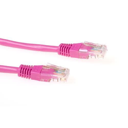 ACT Pink 5 meter U/UTP CAT5E patchkabel med RJ45 stik. Cat5e u/utp pink 5,00m (IB4805)