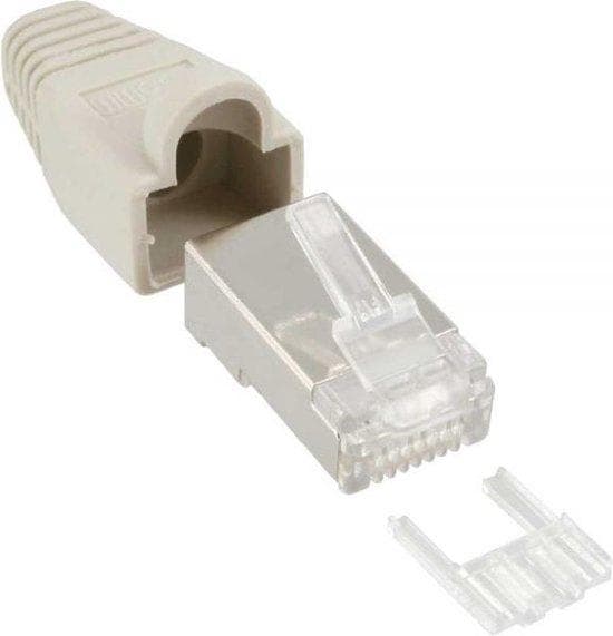 INLINE - crimpkonnektor RJ45 skærmet - knækbeskyttelse og gevindhjælp - beige - pakke med 10 stk (74510)