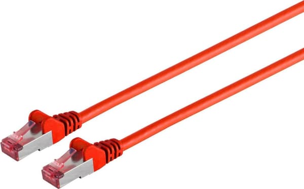 S/CONN maksimale tilslutningsmuligheder netværkskabel patch-kabel, kat 6A, S/FTP, PIMF, halogenfri, GHMT-CERTIFICERET, rød, 0,15 m (75711-A0.15R)