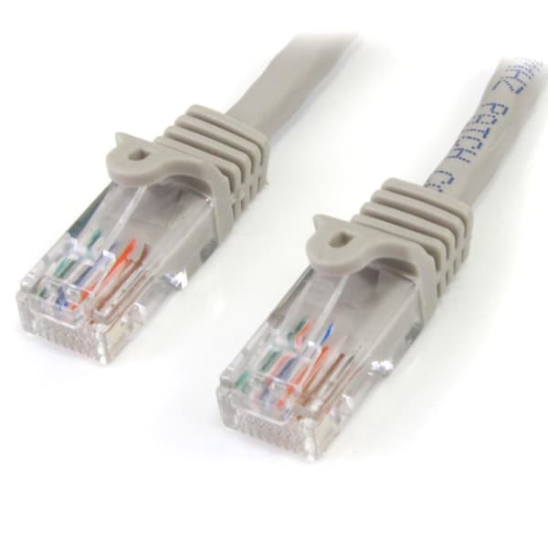 StarTech.com Snagless Cat 5e UTP Patch-kabel - Patch-Kabel - RJ-45 (M) - RJ-45 (M) - 1,0 m - UTP - CAT 5e - presset, glat - Grå (45PAT1MGR)