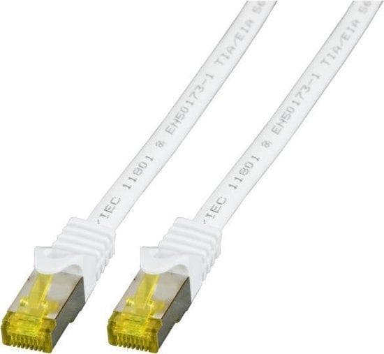 Producent: EFB-Electronics RJ45 patchkabel S/FTP, Cat.6A, LSZH,Cat.7 råkabel, 3m, hvid Det skærmede Cat.6A RJ45 patchkabel sikrer meget gode egenskabe