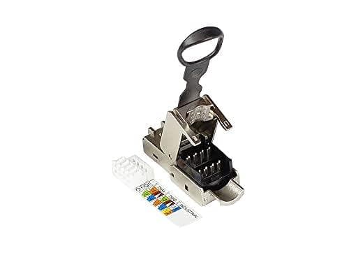 RJ45-stik kat. 6A, værktøjsfri / feltmontering, STP-afskærmet, metal, Easy Pull-Out, God (GC-N0148)