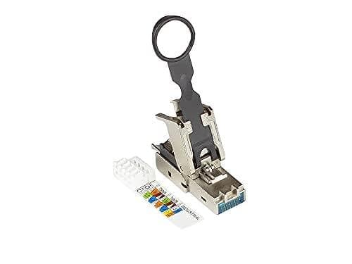 RJ45-stik kat. 6A, værktøjsfri / feltmontering, STP-afskærmet, metal, Easy Pull-Out, God (GC-N0148)