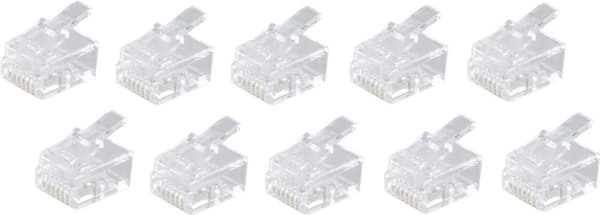 shiverpeaks BASIC-S modulært stik RJ12, uskærmet 6-benet, 6 kontakter tildelt, forgyldte kontakter, i poly (BS72050-10)
