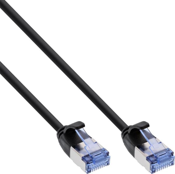 InLine Slim - Patch Cable - RJ-45 (M) - RJ-45 (M) - 25 cm - U/FTP, PiMF - CAT 6a - muotoiltu, pyöreä, ilman koukkua - musta (71922S)