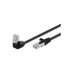 Goobay 94188 CAT 5e patchkabel, 1x 90° vinklet, F/UTP, sort - CCA blandet kobber, 1x RJ45 stik 90° (8P8C)
