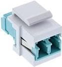 InLine - Modulær Snap-In systemplade (kobling) - LC MM X 2 - hvid med turkis indvendigt hus (89988B)