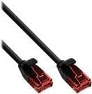 InLine Slim - Patch-kabel - RJ-45 (M) til RJ-45 (M) - 30 cm - UTP - CAT 6 - Formet, rund, ingen krog - Sort (71233S)