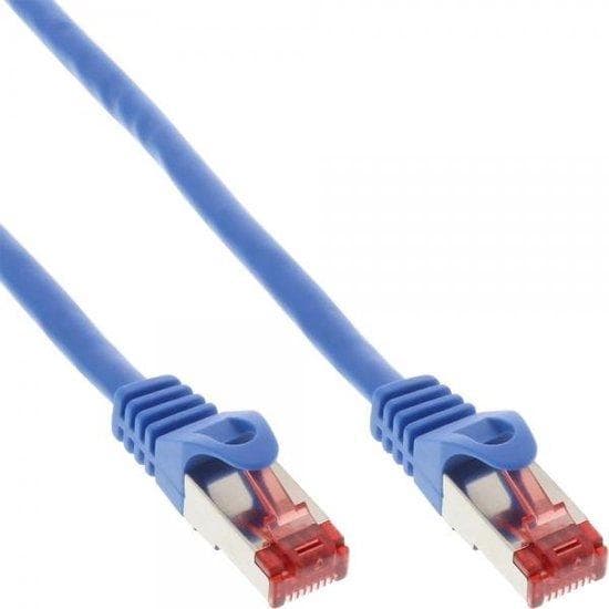 InLine - Patch-kabel - RJ-45 (M) til RJ-45 (M) - 25 cm - SFTP, PiMF - CAT 6 - Støbt, ingen krog - Blå (76122B)