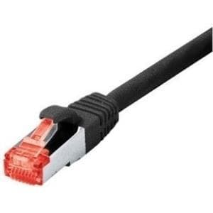 Patchkabel S-STP (PIMF), Cat 6, svart, 0,25 m patchkabel med särskilt smalt kinkskydd (715003S)