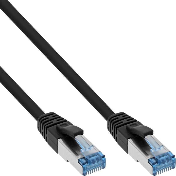InLine - Patch-kabel - RJ-45 (M) til RJ-45 (M) - 25 cm - SFTP, PiMF - CAT 6a - halogenfri, formet, rund, uden krog - sort (76821S)