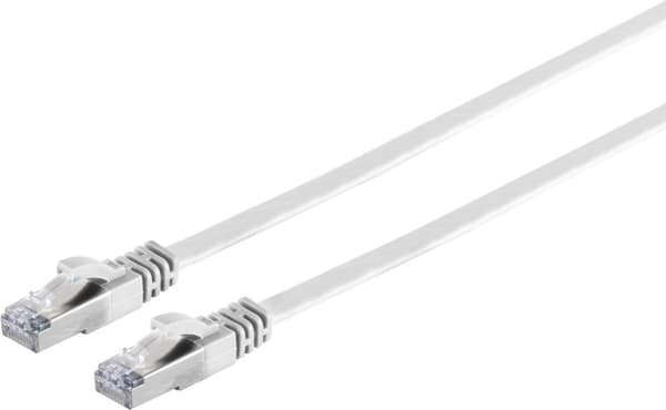 S/CONN maksimaalisen liitettävyyden verkkokaapeli RJ45 patch-kaapeli litteä kaapeli, litteä U/FTP m.Cat.7 raakakaapeli, ohut, valkoinen, 10,0 m (75520
