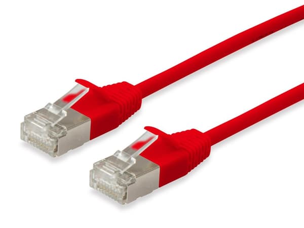 varusta ohut - Patch Cable - RJ-45 (M) - RJ-45 (M) - 3m - F/FTP - CAT 6a - IEEE 802.3 - Suojattu, Valettu, Koukkuton, Säikeinen - Punainen
