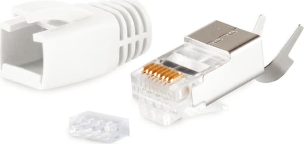 S/CONN maksimal tilslutningsmuligheder netværksmodulært stik RJ45 SET til installationskabler op til AWG 23, stik med trækaflastning, indføringshjælp