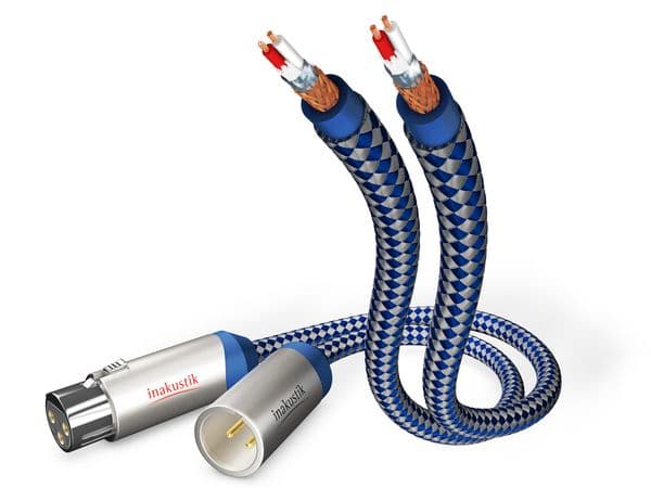 in-akustik Premium Audio - Lydkabel - XLR hann til XLR hunn - 1.5 m - dobbeltisolert - blå/sølv