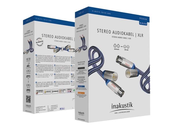 in-akustik Premium Audio - Lydkabel - XLR hann til XLR hunn - 1.5 m - dobbeltisolert - blå/sølv