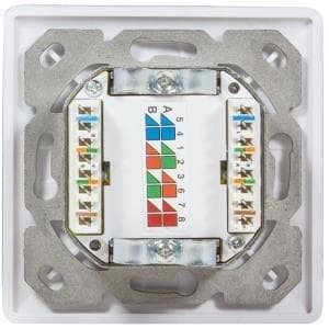 LogiLink-liitäntäpistoke Cat.6, 2 x RJ45, signaalivalkoinen (RAL9003) pystysuora kaapelinsyöttö, 40 astetta kalteva pistorasia, - 1 kpl (NP0024V)