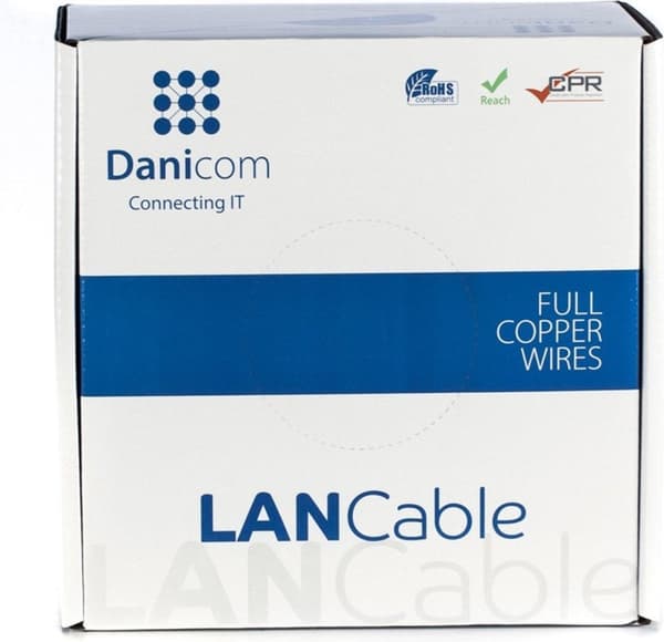 DANICOM CAT6 FTP 100 metrin joustava kaapeli rullalla - PVC (Fca)