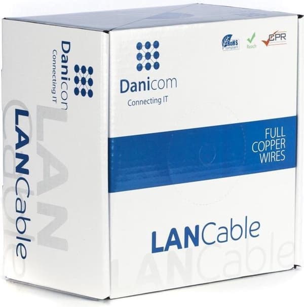 DANICOM CAT6 FTP 100 metrin joustava kaapeli rullalla - PVC (Fca)