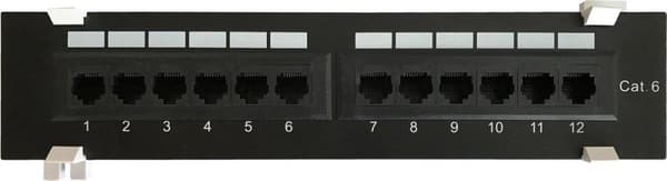 CAT6 UTP -seinäkiinnityspaneeli - 12 porttia