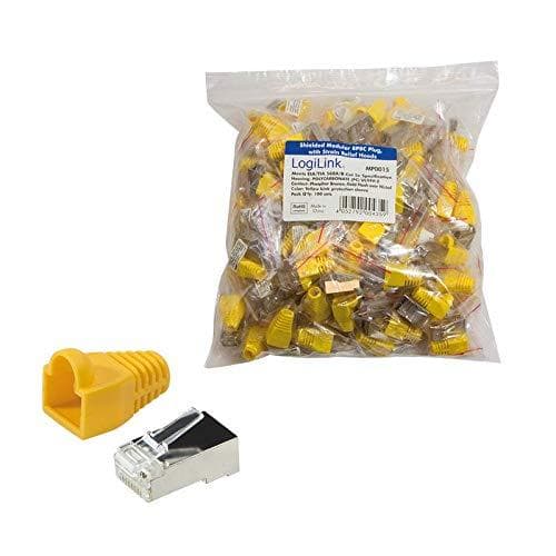 LogiLink MP0015 RJ45 stik CAT 5e, skærmet MP0015 stik, lige poler: 8P8C gul 100 stk.