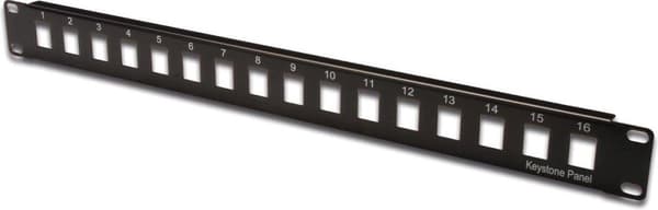 DIGITUS Patch panel 1U 16-Port uskærmet sort Sort