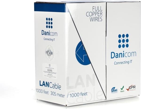 DANICOM CAT6 UTP 305 meter kabel på rullestift - LSZH (Eca)