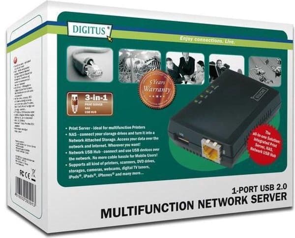 Digitus DN-13020 skrivarserver Ethernet LAN Svart