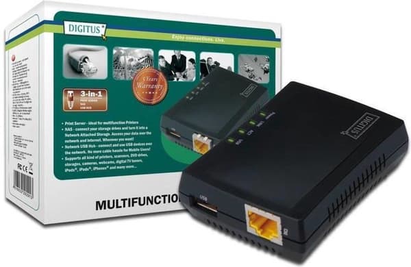 Digitus DN-13020 skrivarserver Ethernet LAN Svart