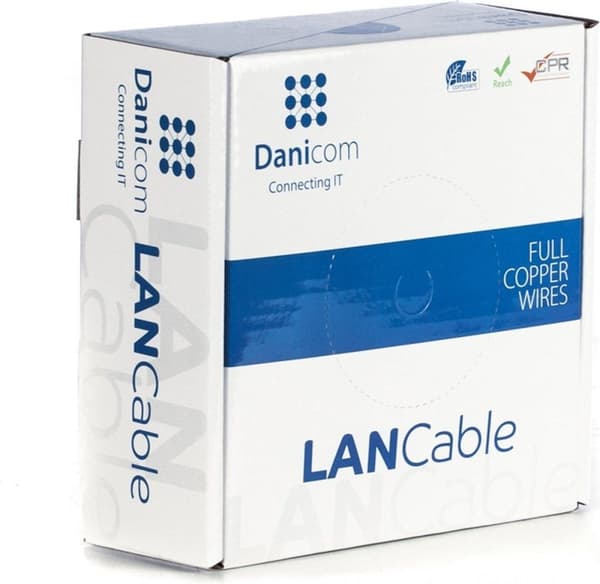 DANICOM CAT5E UTP 50 meter kabel på spole fleksibel - PVC (Fca)