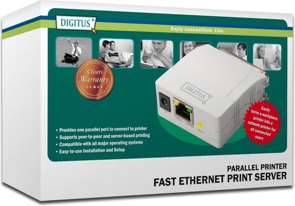 Digitus DN-13001-1 Network Print Server LAN (10/100 MBit/s), Parallell (IEEE 1284)