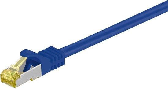 RJ45 patchkabel med Cat.7 råkabel och snap-in skydd (RNS®), S/FTP, PiMF, halogenfri, 600MHz, OFC, blå, 20m, Good Connections® (8070R-200B)