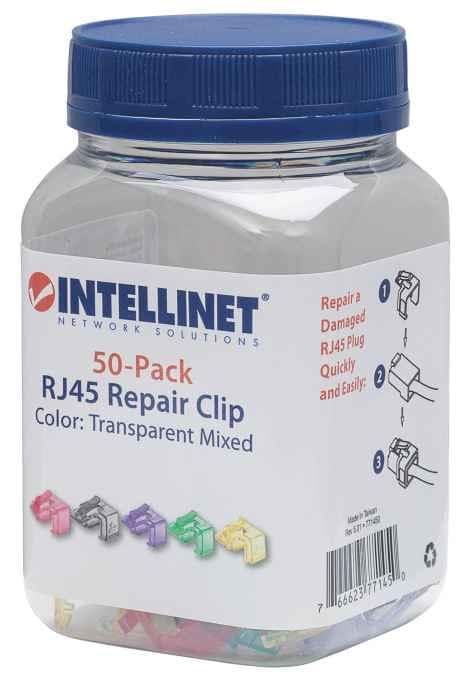 Intellinet Pakke med 50 RJ45 reparationsclips (til reparation af RJ45 modulære stik) gennemsigtig farve 771450