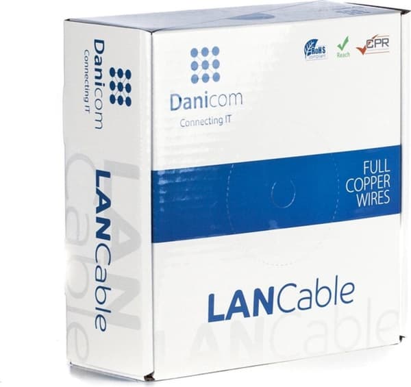 DANICOM CAT6 UTP 50 meter fleksibelt kabel på rulle - PVC (Fca)