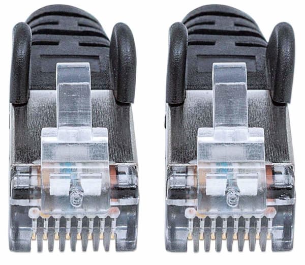 Intellinet 740814 RJ45 Nätverkskabel, patchkabel CAT 6A S/FTP 2,00 m Svart Folieskärmning, Skärmflätad, Skärmad, Lämplig för HDMI,