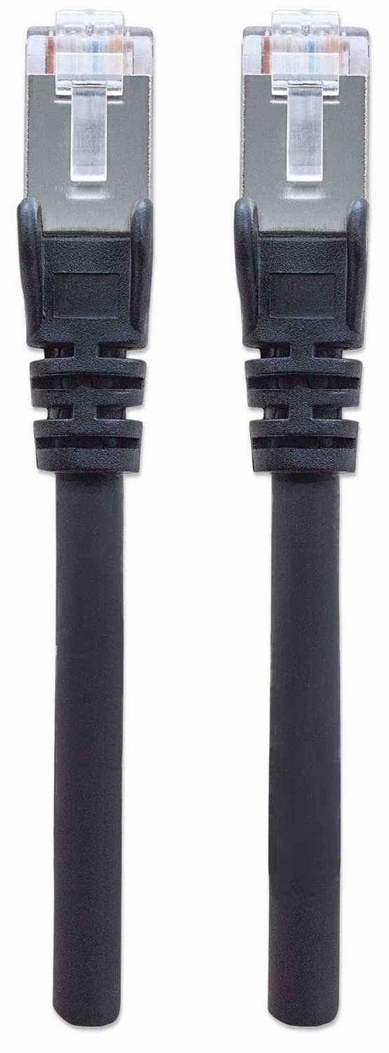 Intellinet 740814 RJ45 Nätverkskabel, patchkabel CAT 6A S/FTP 2,00 m Svart Folieskärmning, Skärmflätad, Skärmad, Lämplig för HDMI,