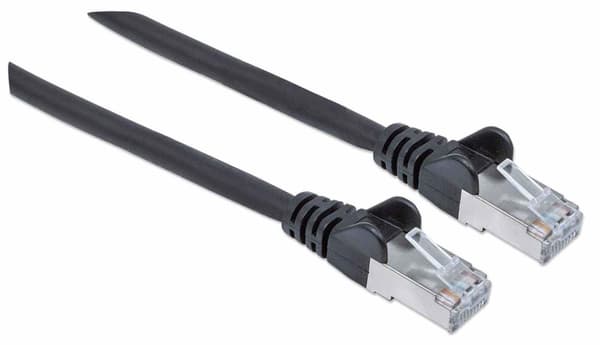 Intellinet 740814 RJ45 Nätverkskabel, patchkabel CAT 6A S/FTP 2,00 m Svart Folieskärmning, Skärmflätad, Skärmad, Lämplig för HDMI,