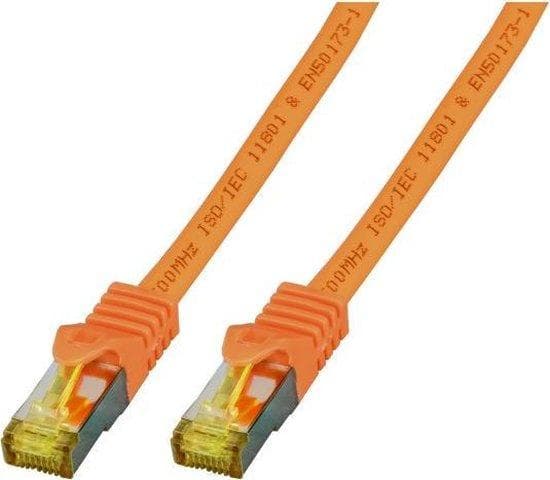 Producent: EFB-Electronics RJ45 patchkabel S/FTP, Cat.6A, LSZH,Cat.7 råkabel, 1m, orange Det skærmede Cat.6A RJ45 patchkabel sikrer meget gode egenska