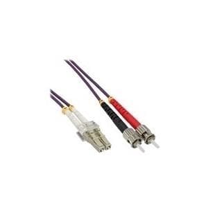INLINE - patch ledning - LC multi-mode (M) til ST multi-mode (M) - 15 m - fiberoptik - duplex - 50/125 mikron - OM4 - halogenfri - lilla