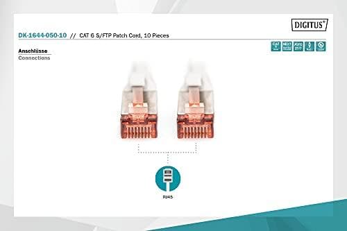 DIGITUS - 10 styk - patchkabel Cat-6 - 5m - S-FTP afskærmning - kobberledninger - LSZH kappe - netværkskabel - grå