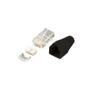 LogiLink RJ45 stik, skærmet, Cat.6, sort RJ45 modulært stik, guldbelagte kontakter, skærmet stik - 1 stk (MP0022)