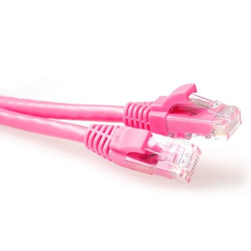 ACT Pink 1 meter U/UTP CAT6A patchkabel snagless med RJ45 stik. Cat6a u/utp snagless pk 1.00m (IB2401)