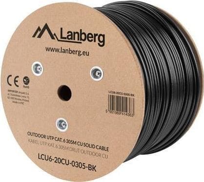 Lanberg LCU6-21CU-0305-BK verkkokaapeli, musta 305 m Cat6 U/UTP (UTP) (LCU6-21CU-0305-BK)