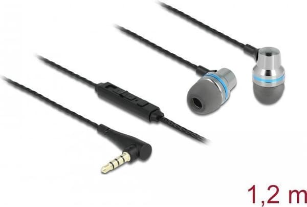 Delock - Høretelefoner med mikrofon - i øret - kablet - 3,5 mm stik - grå, sort (27183)