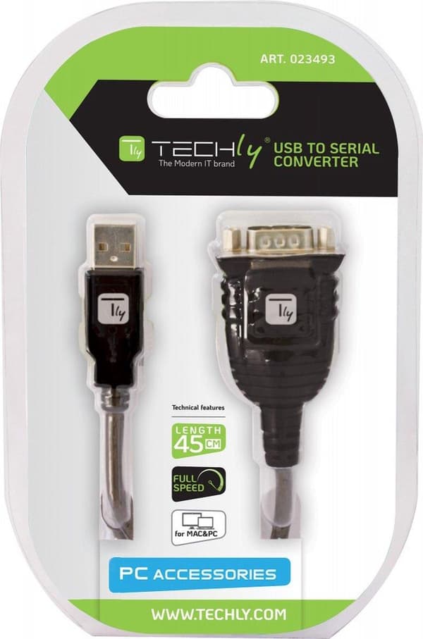 Techly USB til seriel adapterkonverter i blisterpakning IDATA USB-SER-2T